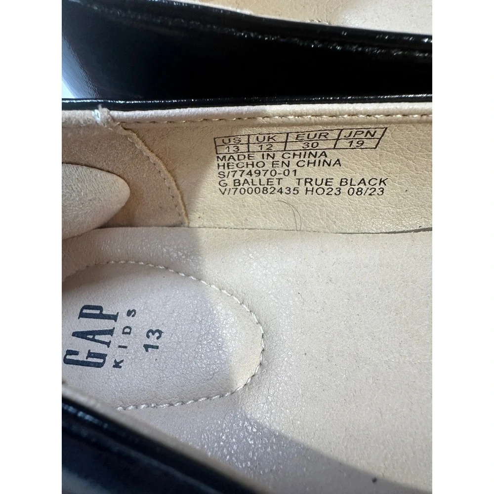 Gap Kids Girls Black Patent Leather Ballet Flats Bow Shoes Size 13 S/774970-01